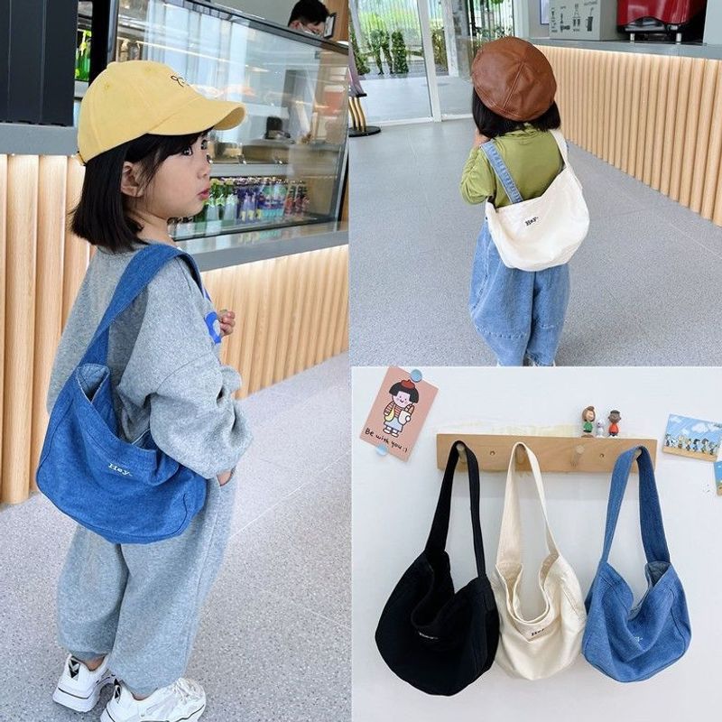 Children's bag, infant Korean-style canvas small bag, stylish crossbody bag for girls, large-capacity versatile letter shoulder bag for boys