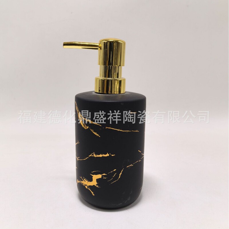 Light Luxury Black Gold Marble-Patterned Ceramic Bathroom Set: Matte Black with Gold Accents, Including Hand Soap Dispenser, Mouthwash Cup, and Soap Dish, for a Stylish Everyday Use Light Luxury Black Gold Marble-Patterned Ceramic Bathroom Set: Matte Black with Gold Accents, Including Hand Soap Dispenser, Mouthwash Cup, and Soap Dish, for a Stylish Everyday Use