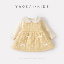 2025秋冬新款婴幼儿连衣裙套装女宝宝绗棉裙子加绒打底衫两件套潮