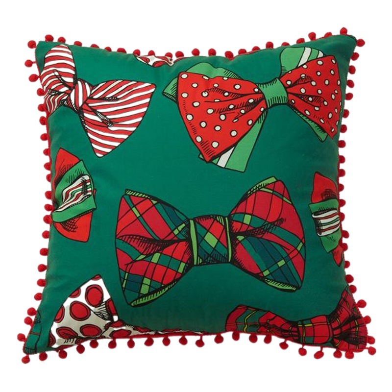 Navidad funda de almohada bola borde Santa Claus Navidad cojín funda de almohada rojo a cuadros a rayas funda de almohada