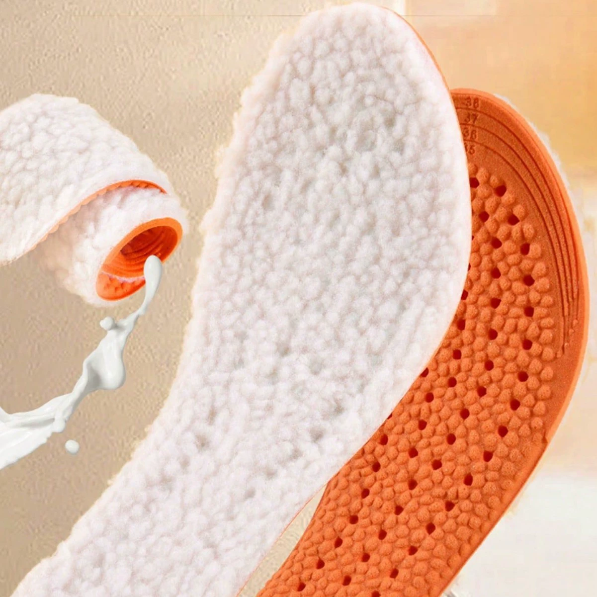 Мужские и женские бархатные теплые стельки спортивные всасывающие пот и дышащие теплые бараньи стельки оптом