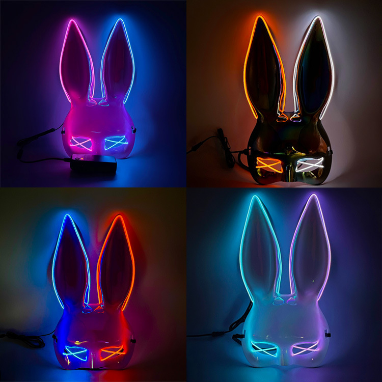 Bring Qualification Luminous Bunny Mask Luminous Mask Cool Dress up Mask Party Dance Halloween Dress up Props