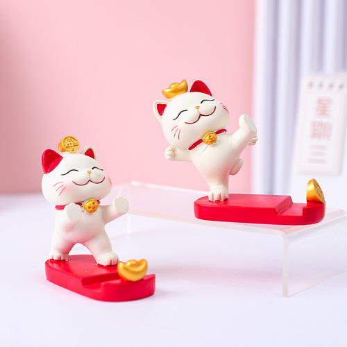 New cute cat step by step to support your mobile phone holder creative resin ornament holder factory direct sale
