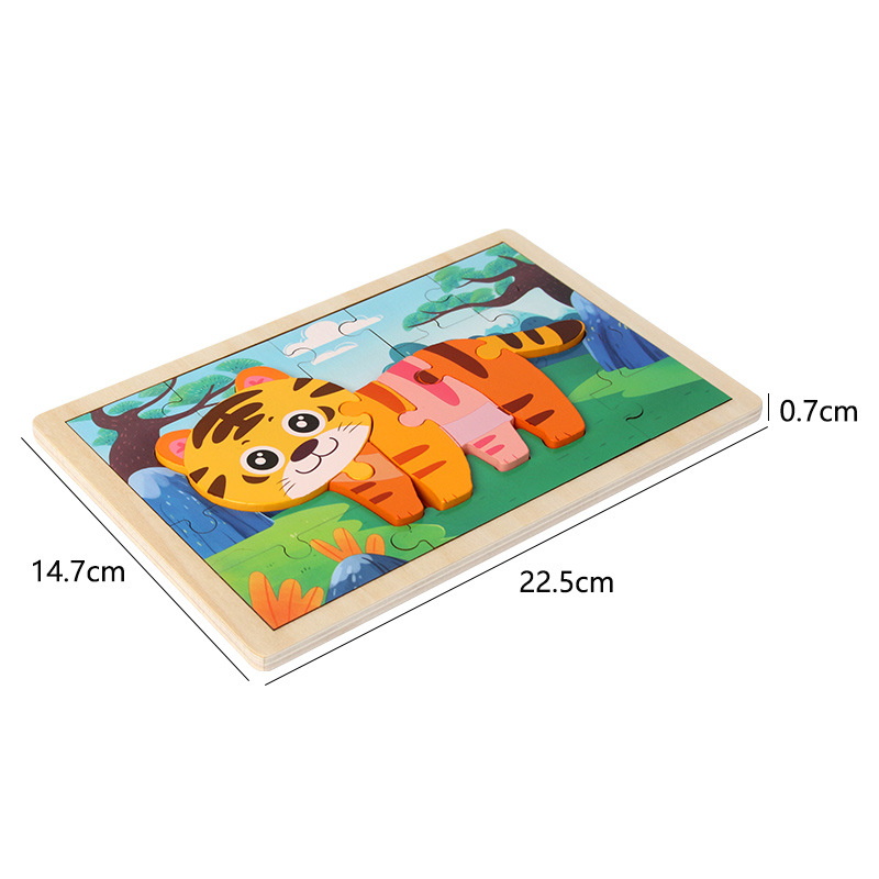 Juguetes de rompecabezas de madera transfronterizos de dibujos animados para niños rompecabezas de dibujos animados para bebés educación temprana fábrica de regalos de acertijos