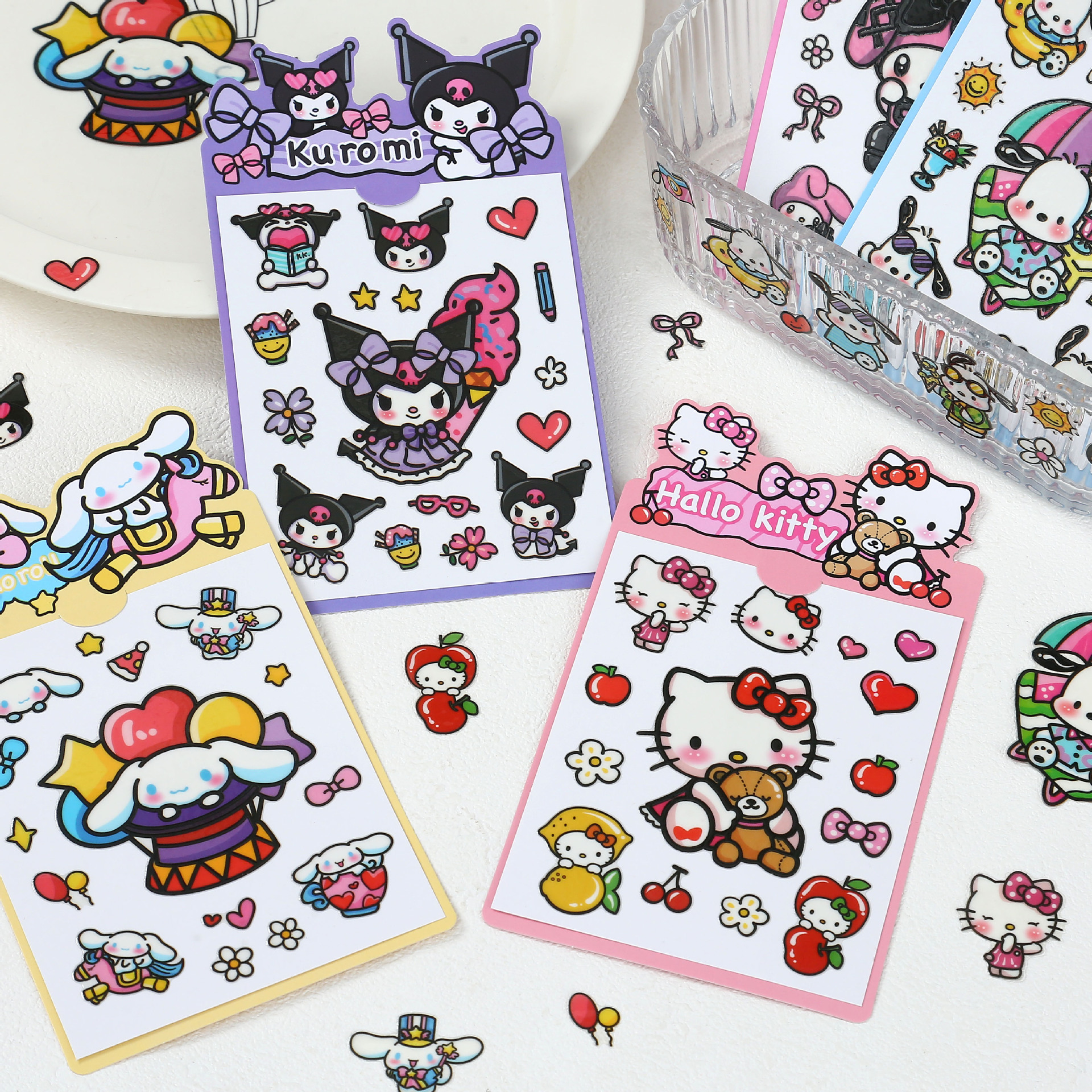 3D浮雕贴纸儿童卡通成人三丽鸥KT猫手账贴diy手机贴画果冻美甲贴
