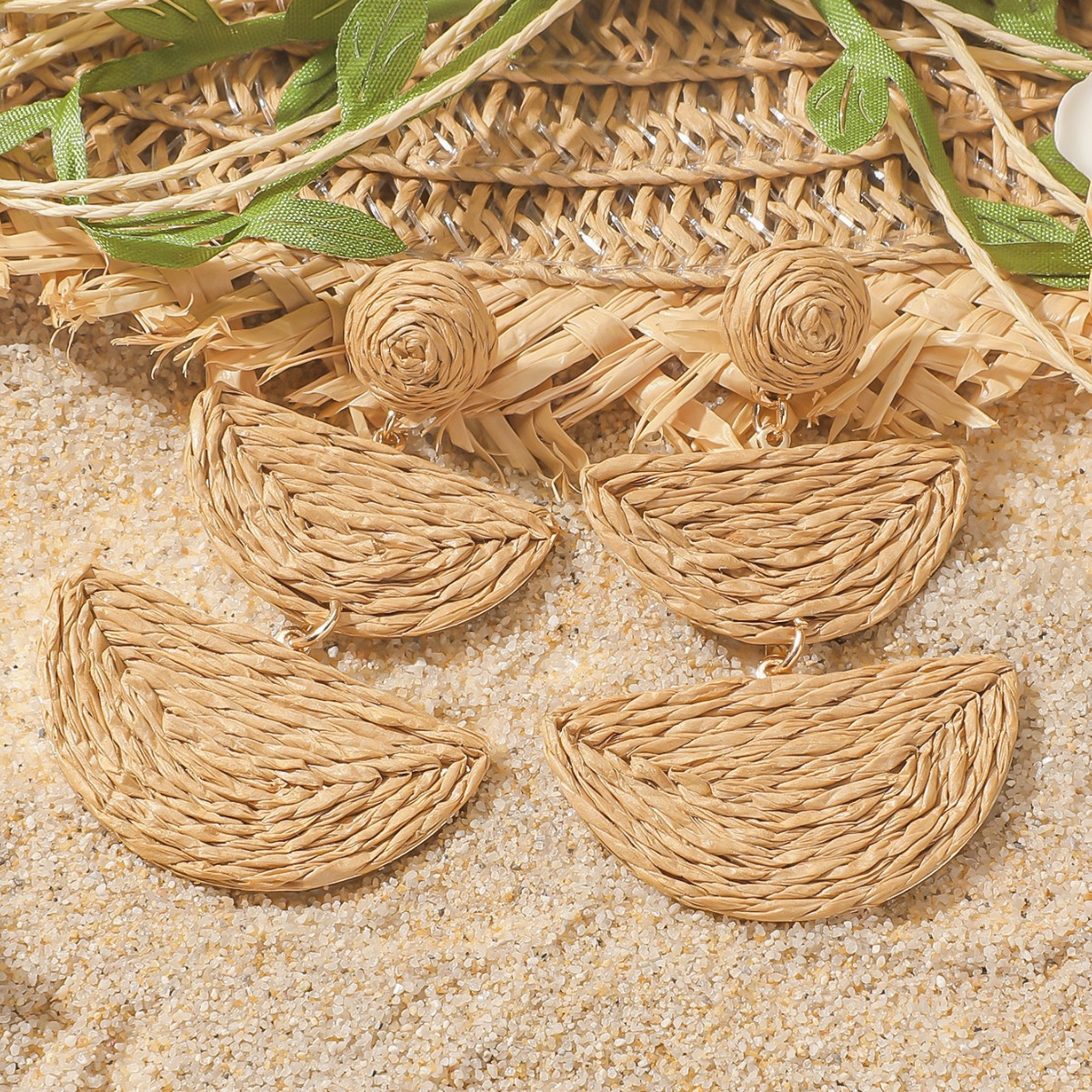 1 Pair Quantity 1 Pair Vacation Ethnic Style Geometric Raffia Drop Earrings