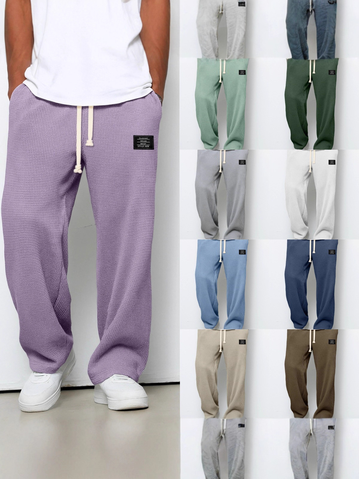 2025 European and American Cross-Border Amazon Men's Spring and Autumn Trendy Brand Drapey Straight-Leg Sweatpants Wide-Leg Sports Casual Long Pants