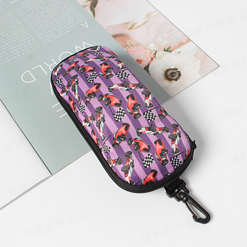 Caja de gafas para niños anti-compresión hermosa impresión de color eva cremallera caja de gafas para automóviles