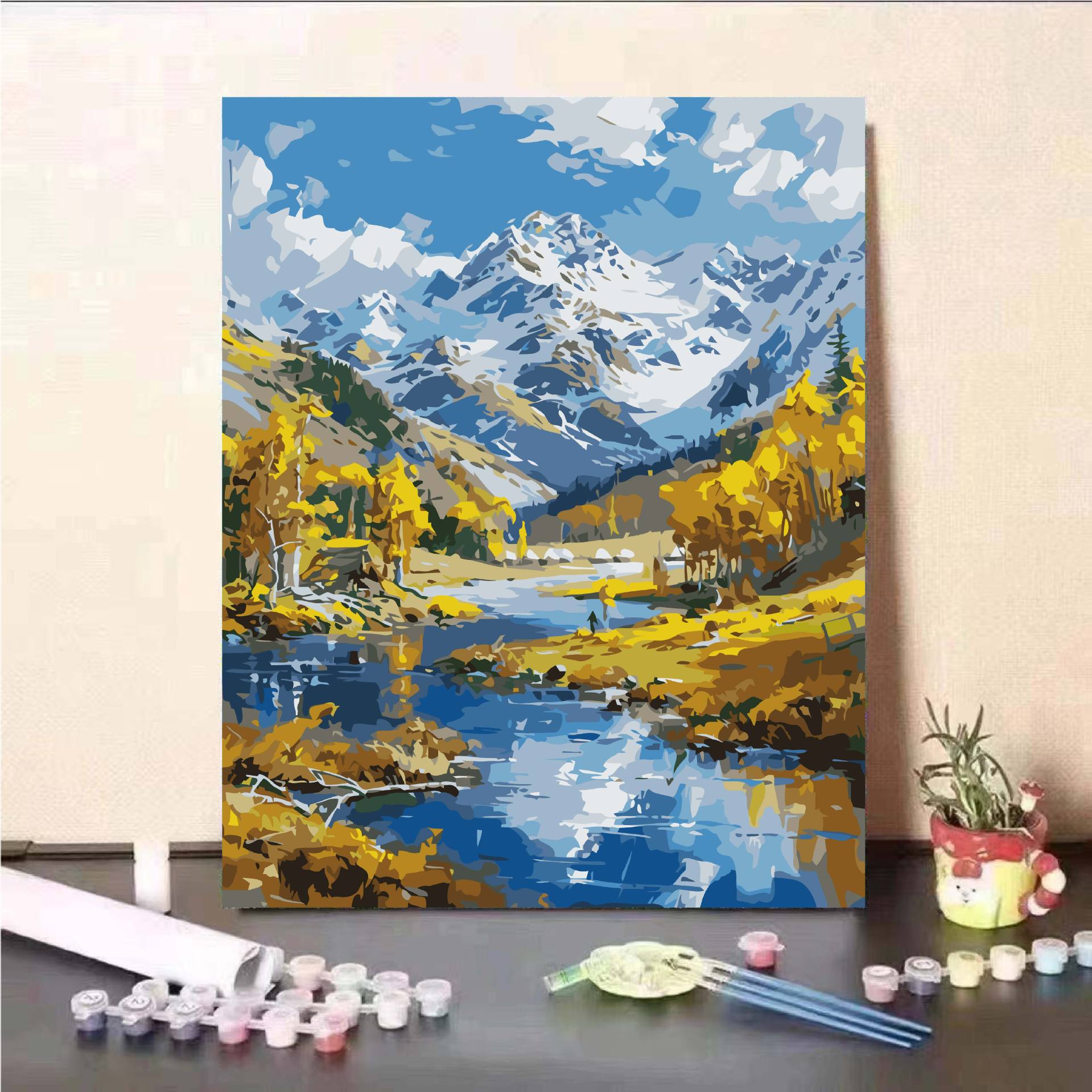 Arte de alta calidad DIY pintura al óleo digital de alta sensación de paisaje curar estepa de nieve pintada a mano pintura al óleo de relleno