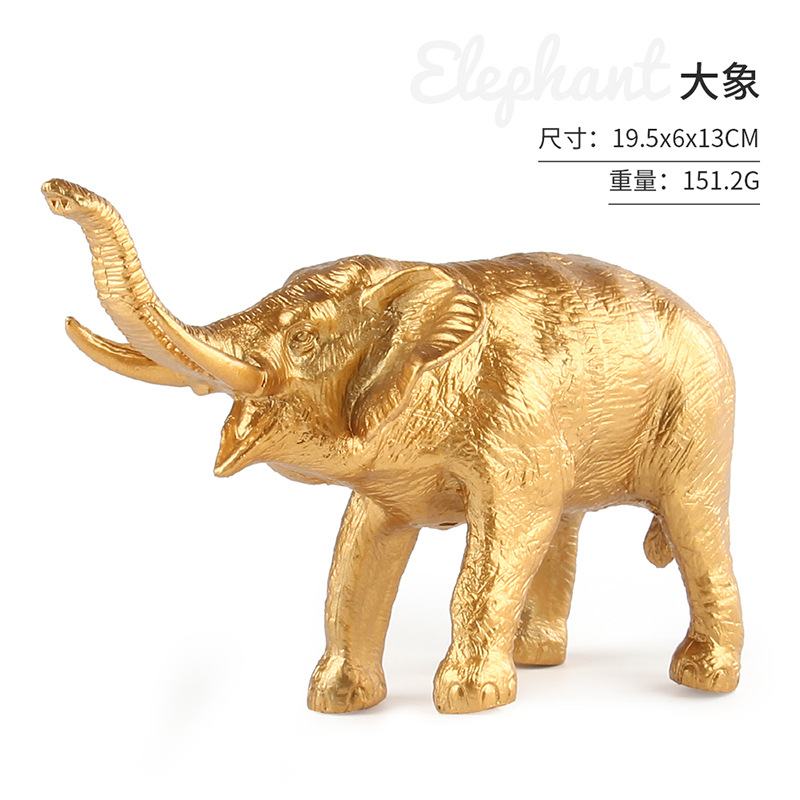 Transfronteriza nuevo oro animal serie decoración juguete simulación tigre león elefante rinoceronte modelo de escritorio estático