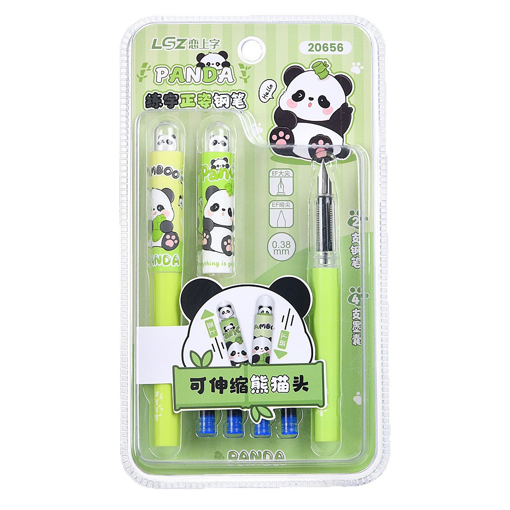Creativo peekaboo panda pluma estilográfica positiva de alto valor de dibujos animados lindo estudiante pluma estilográfica positiva pluma estilográfica borrable