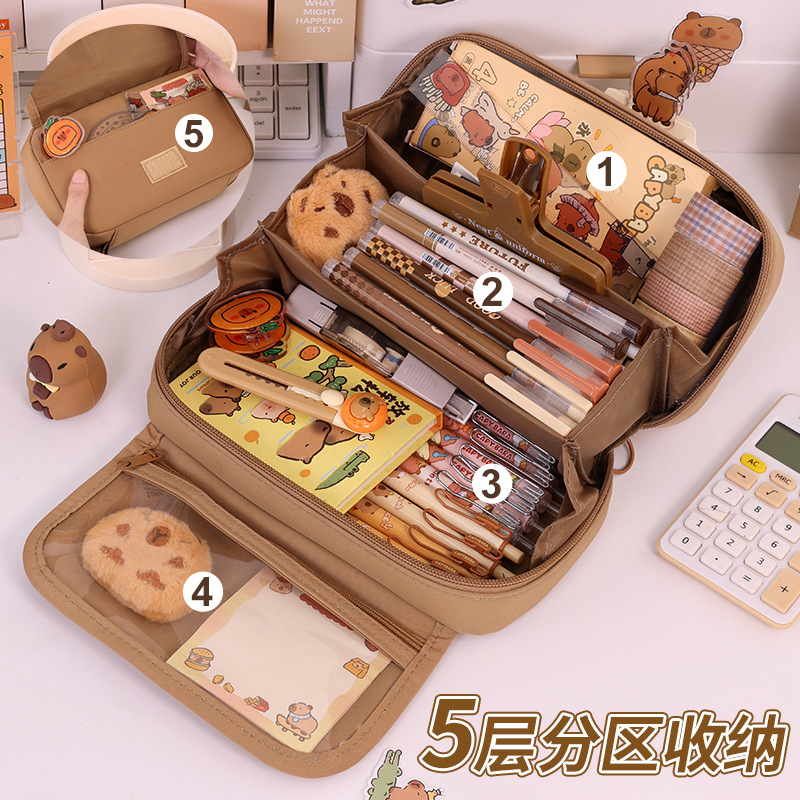 Estuche para lápices con tapa abatible de volcán transfronterizo de gran capacidad y alto valor para niños y niñas, estudiantes de primaria y secundaria, estuche para lápices