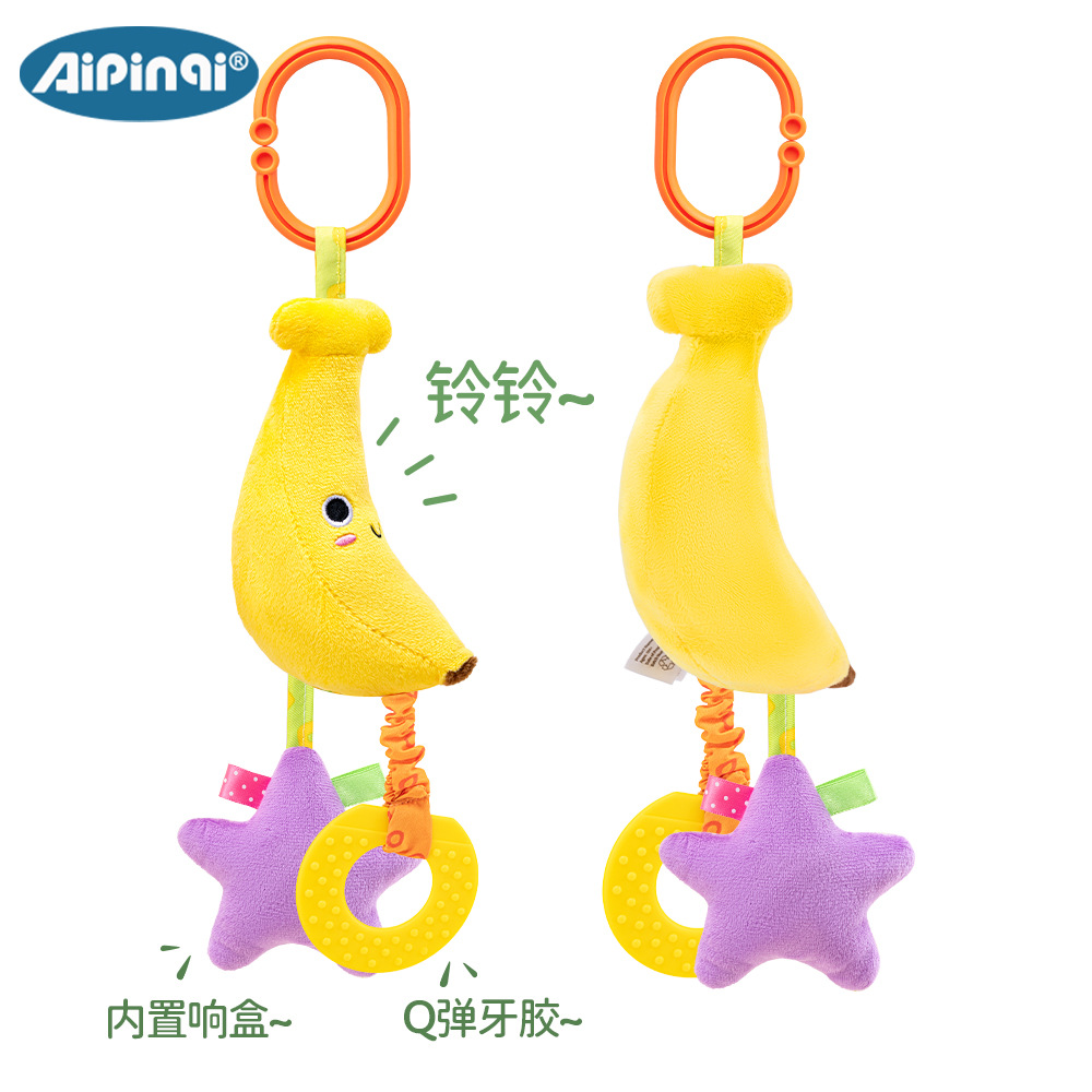 Nuevo juguete colgante de frutas para bebé, juguete de campana para carrito de bebé, juguete colgante de frutas de peluche para cuna, venta al por mayor en stock.