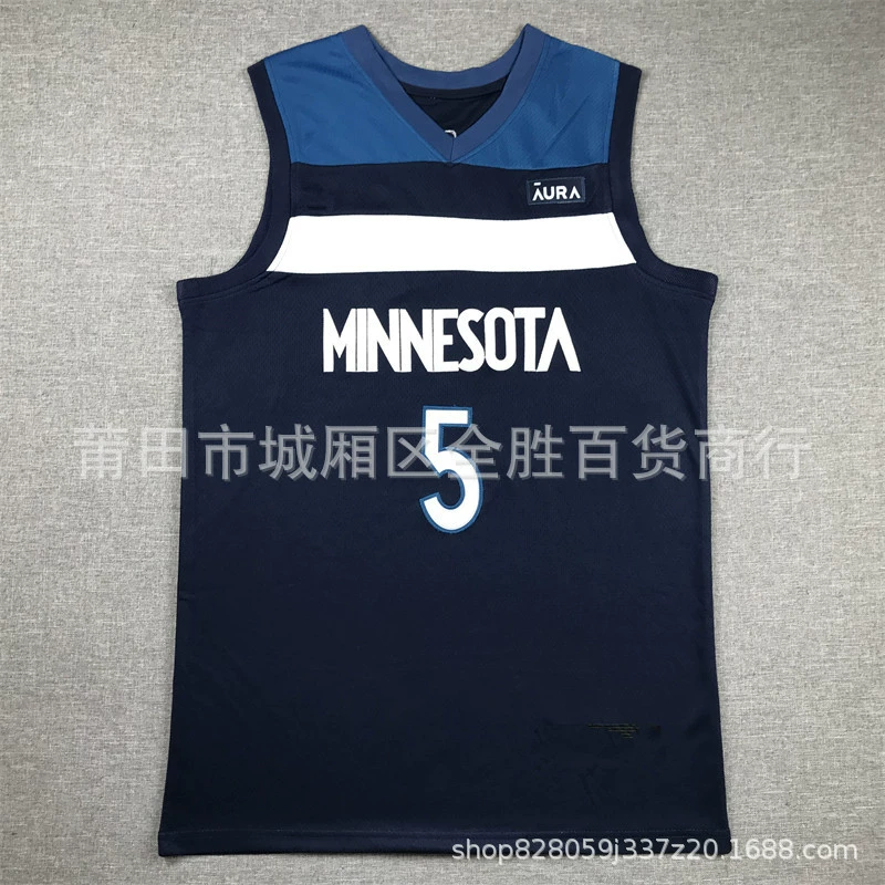 Timberwolves#5 Edward EDWARDS embroidered retro basketball suit Wolves Jersey