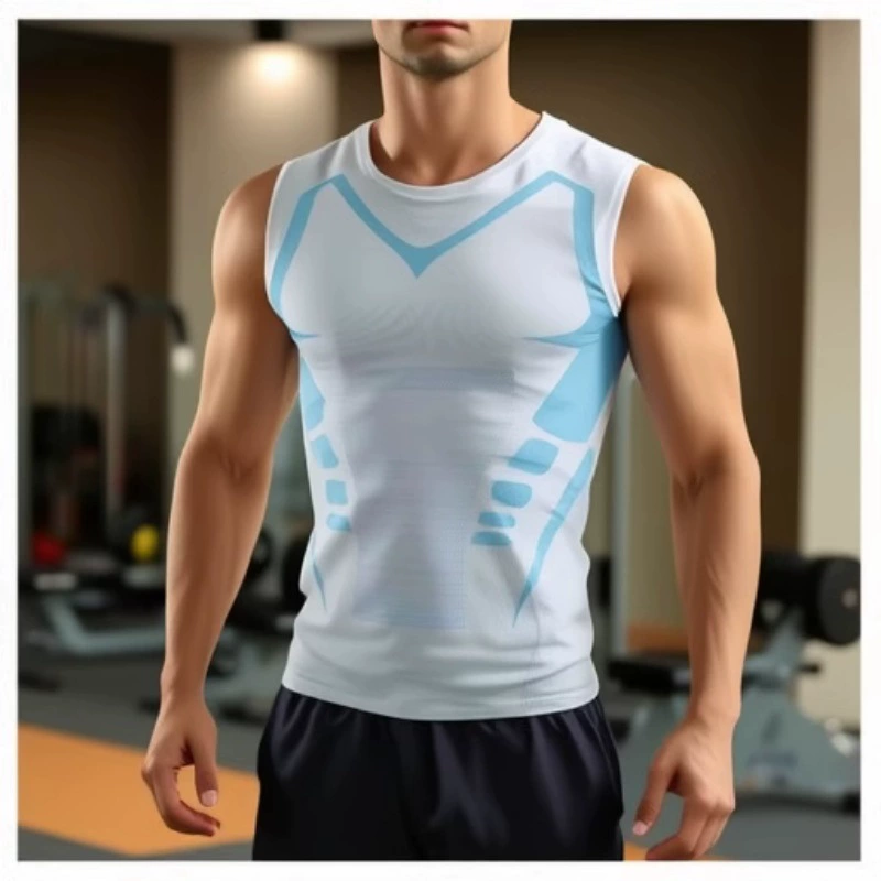 Мужская спортивная одежда для фитнеса, быстросохнущая, безрукавка, облегающая, дышащая, для бега, модная, быстросохнущая.
