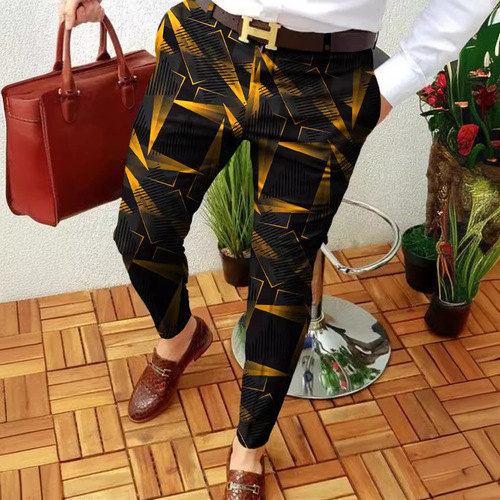 2025 European and American Autumn/Winter 3D Printed Slim Grid British Casual Personal Long Pants in Multiple Styles