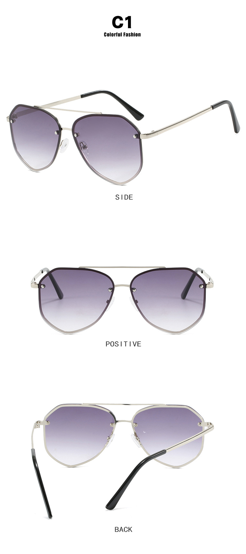 60g Weight Frameless Glasses Structure Sunglasses Classification PC, UV400 Protection Lens Material toad glasses Glasses Style Travel, Fishing, Sun protection Occasion Solid Color Pattern All Seasons Season Women's Gender Personality, Punk, Street Style Personality Punk Street Solid Color PC UV400 Protection Toad Glasses Frameless Women's Sunglasses 4