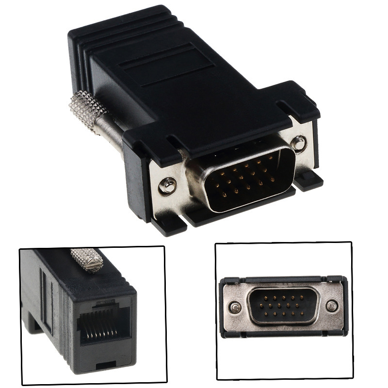 Vga to Rj45 Adapter Network Extender, Network Cable Transmission of Analog Signals, Vga to Network Port Extension 15-Pin