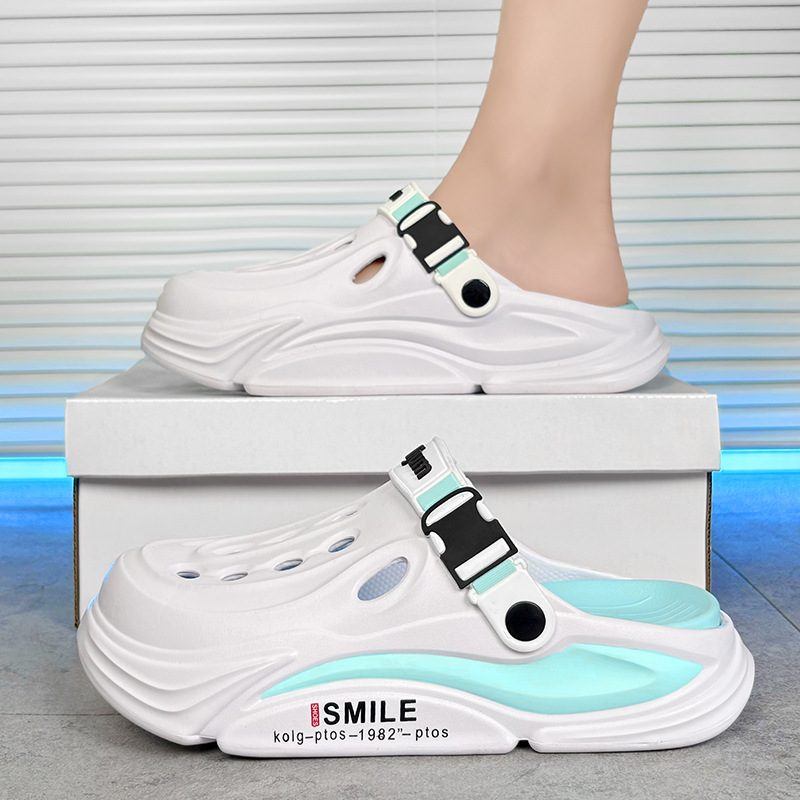 Zapatos con agujeros, sandalias de plataforma de verano para hombres, nuevo estilo, uso exterior, antideslizante, aumento de la sensación deportiva de pisar la mierda, sandalias de playa para parejas
