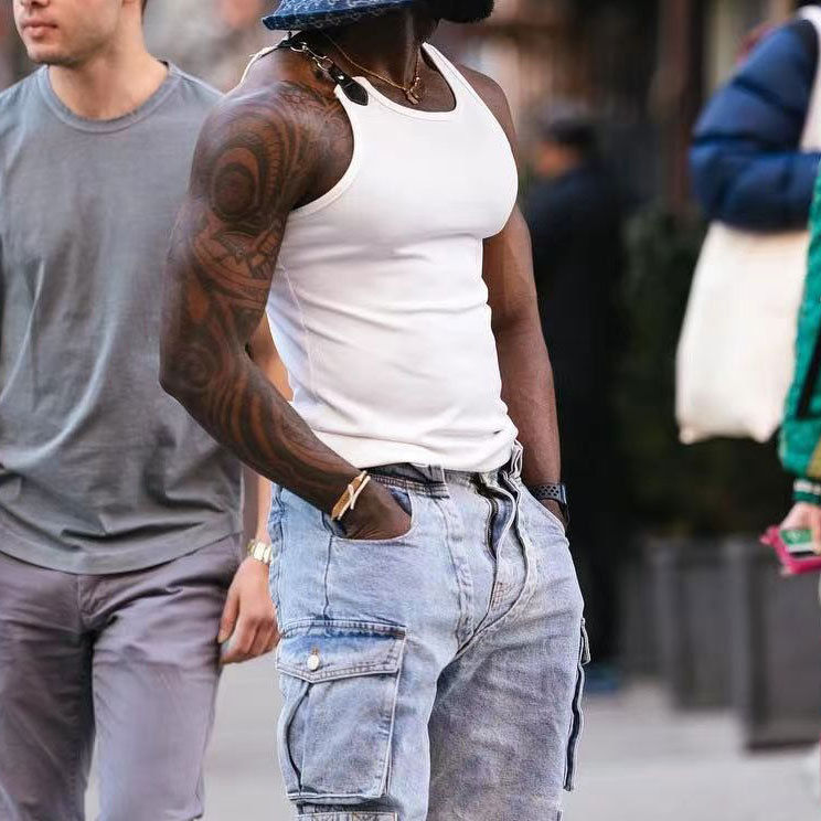 Camisole Men's and Women's Personality Metal Buckle Design Trendy Brand Niche for Foreign Trade Cross-border Southeast Asia European and American Style