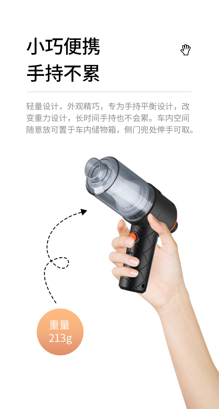 Cross-Border Car Wireless Mini Vacuum Cleaner Car Portable Blowing and Suction Integrated Dust Collector Car Home Dual-Purpose Vacuum Cleaner