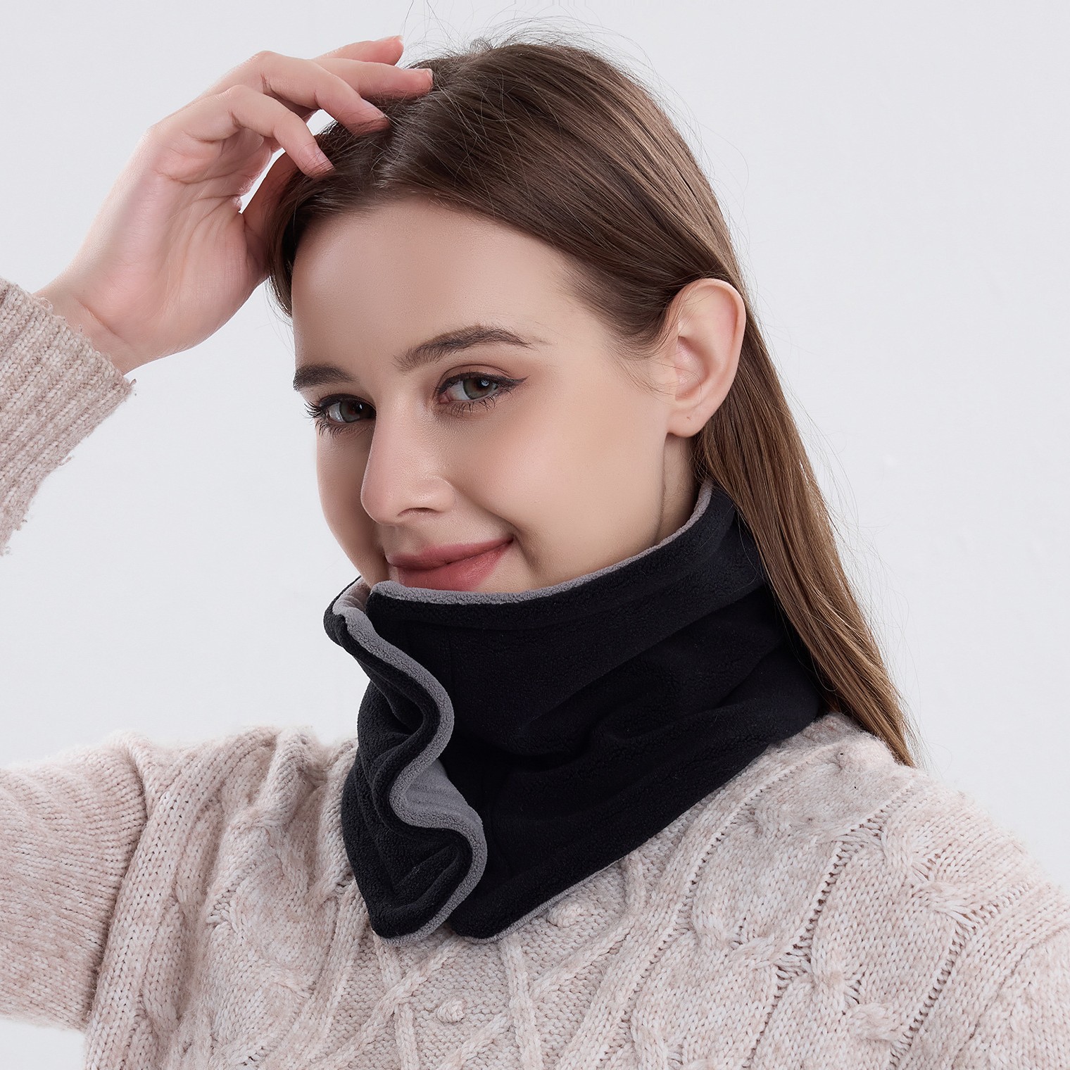Winter Olympic Velvet Double-Sided Snap Neck Fashion All-Match Fake High Neck Outdoor Sports Cold-proof Warm Neck Protection Neck Sleeve