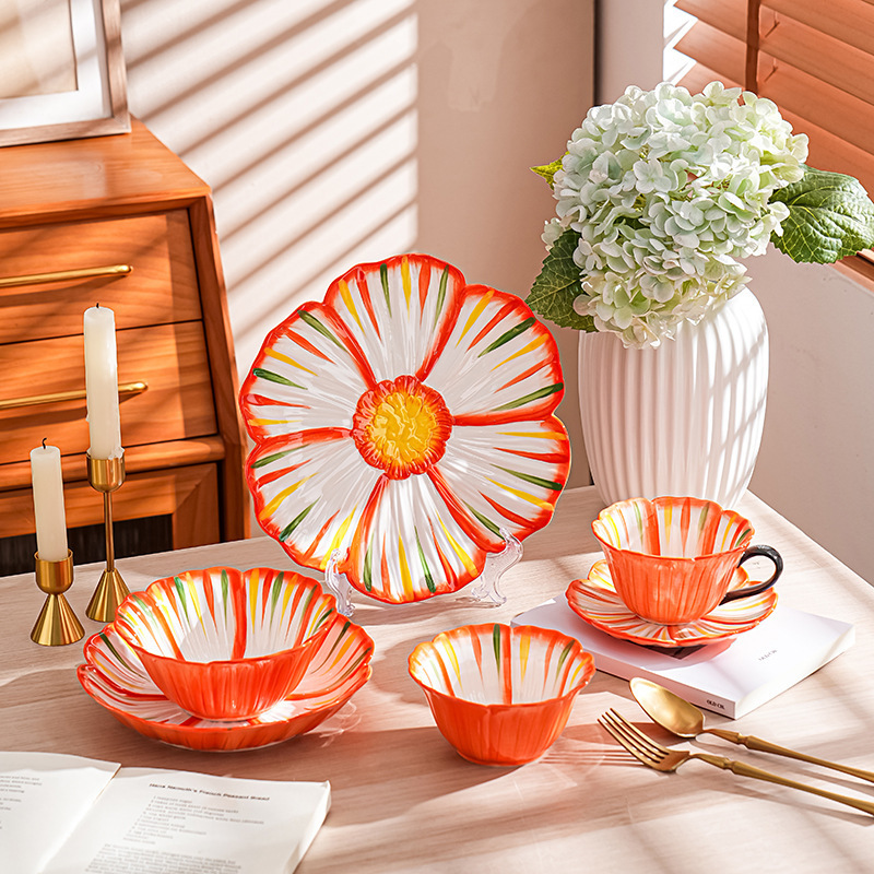 Chiba Bowl and Plate Set for Home Use, Colorful Ceramic with a High-End Aesthetic, New Hand-Painted Bowls, Plates, Chopsticks, and Tableware for Housewarming Chiba Bowl and Plate Set for Home Use, Colorful Ceramic with a High-End Aesthetic, New Hand-Painted Bowls, Plates, Chopsticks, and Tableware for Housewarming