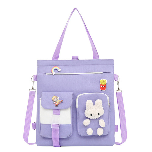 Children's tutoring bag, primary and secondary school students' portable shoulder art bag, cross-body backpack, contrasting color cartoon study bag