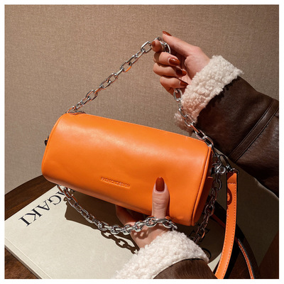 2021 new pattern Cylinder Little bag Female bag PU Korean Edition chain Underarm bag Fashion Network One shoulder Inclined shoulder bag