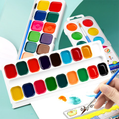 セミドライ固形水彩絵の具セット12色14色18色子供用色絵水彩画水洗い可能水彩絵の具