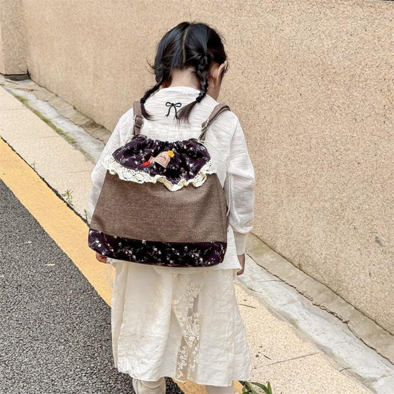 Sweet Meisen es una hermosa mochila de ondas para padres e hijos, mochila de encaje para bebés, mochila de gran capacidad para niños a cuadrícula.