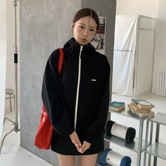 【初简】 撞色拉链连帽冲锋衣外短套女女2025秋季新款夹克11086