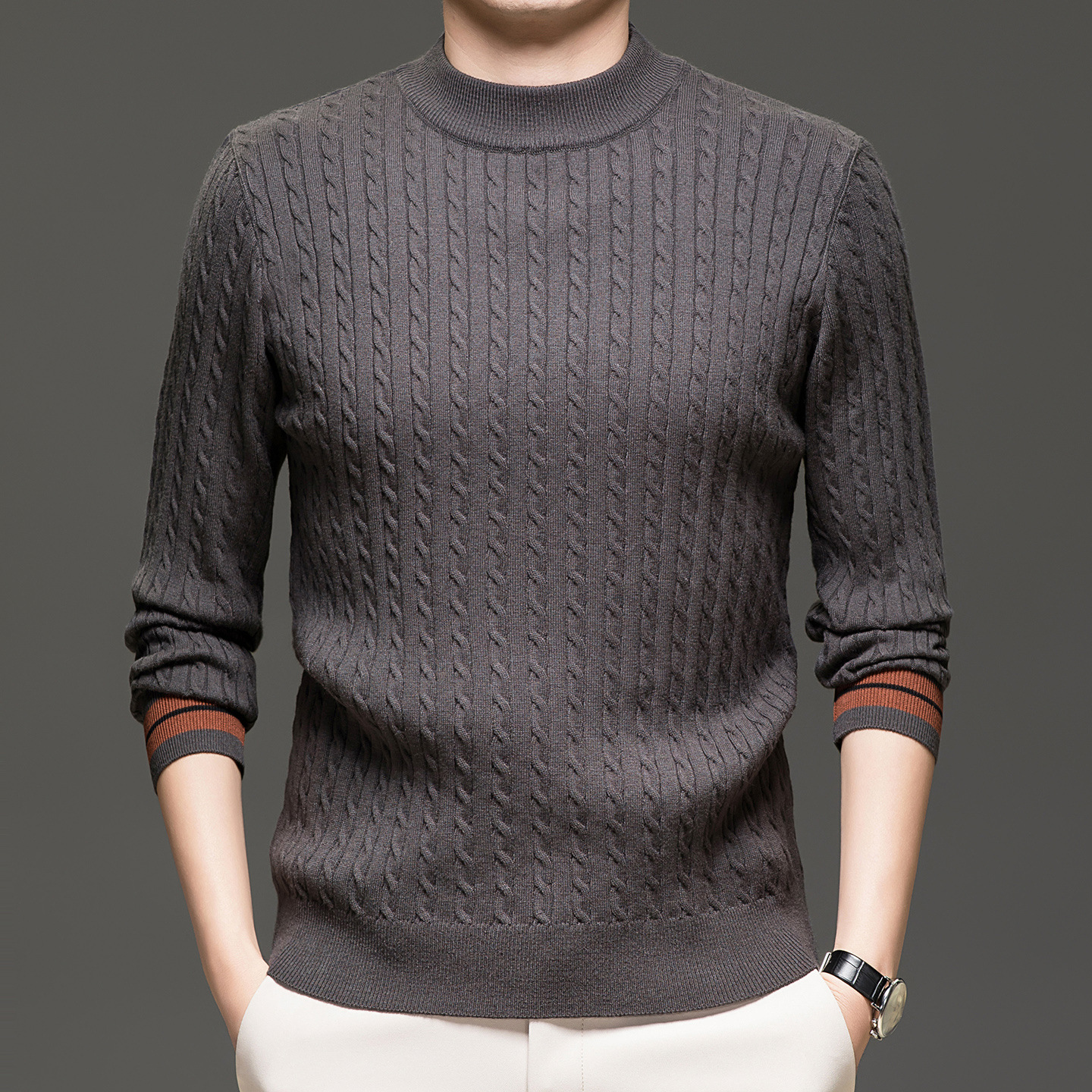 Anti-Pilling Men's Knitwear Classy Business Fashion Jacquard Wool Knitwear Men's Casual Warm Base Knitwear Winter