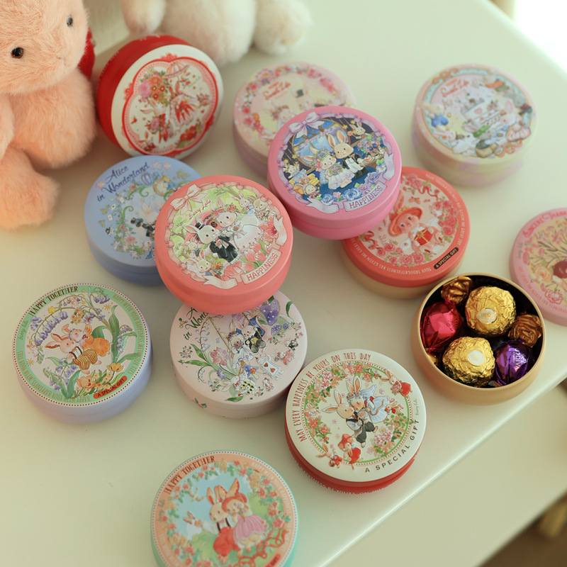 小号鼓型罐喜糖盒子糖果盒礼品马口铁盒花茶罐包装盒婚庆结蜡烛罐