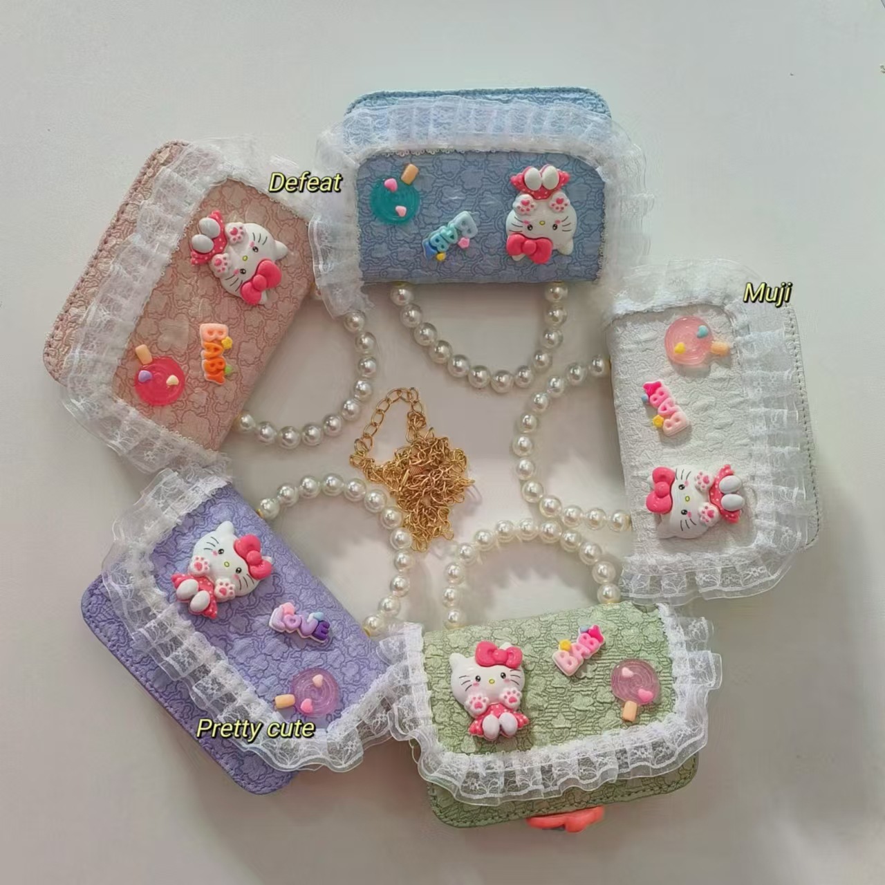 Bolso de perla bolso de hombro bolso de cambio bolso de princesa bolso de caricatura gato KT bolso de niños bolso de cadena bolso pequeño