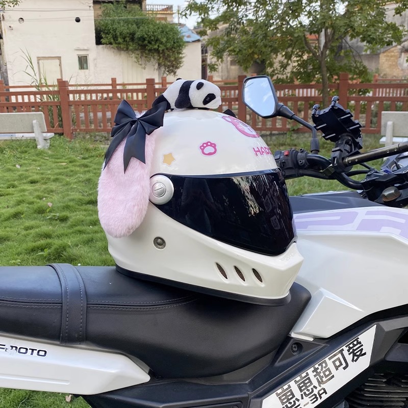 Personalized Black Pink Cinnamoroll Ears Helmet Decoration Motorcycle Helmet