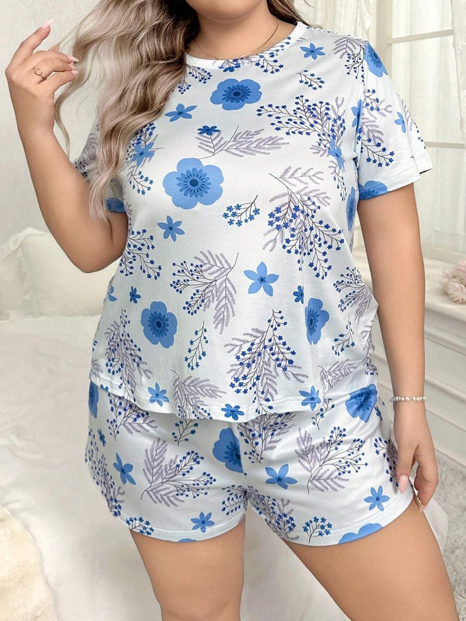 Home Women's Casual Classic Style Printing Polyester Milk Fiber Shorts Co-ord Set Pajama Sets display picture 13