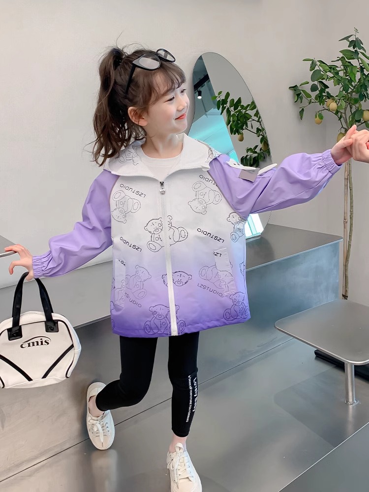 Chaqueta para niñas modelos de primavera y otoño 2025 nueva ropa para niños de estilo occidental chaqueta de degradado de primavera para niñas