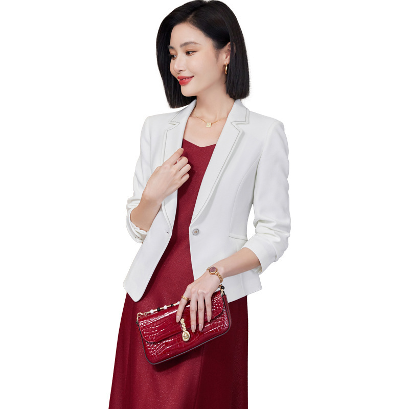 白色西装外套女春秋2025新款气质名媛高级感修身高端职业正装西服|undefined