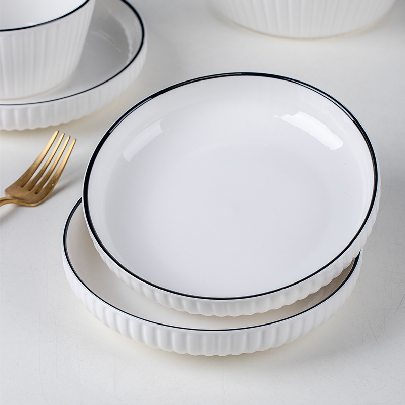 皿セット家庭用陶磁器円飯皿現代シンプル大サイズ料理皿深スープ皿食器セット2-6個セット|undefined