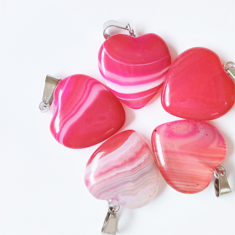 Cruz-frontera piedra natural amor colgante 20mm cristal Ágata en forma de corazón colgante melocotón corazón COLLAR COLGANTE accesorios de la joyería