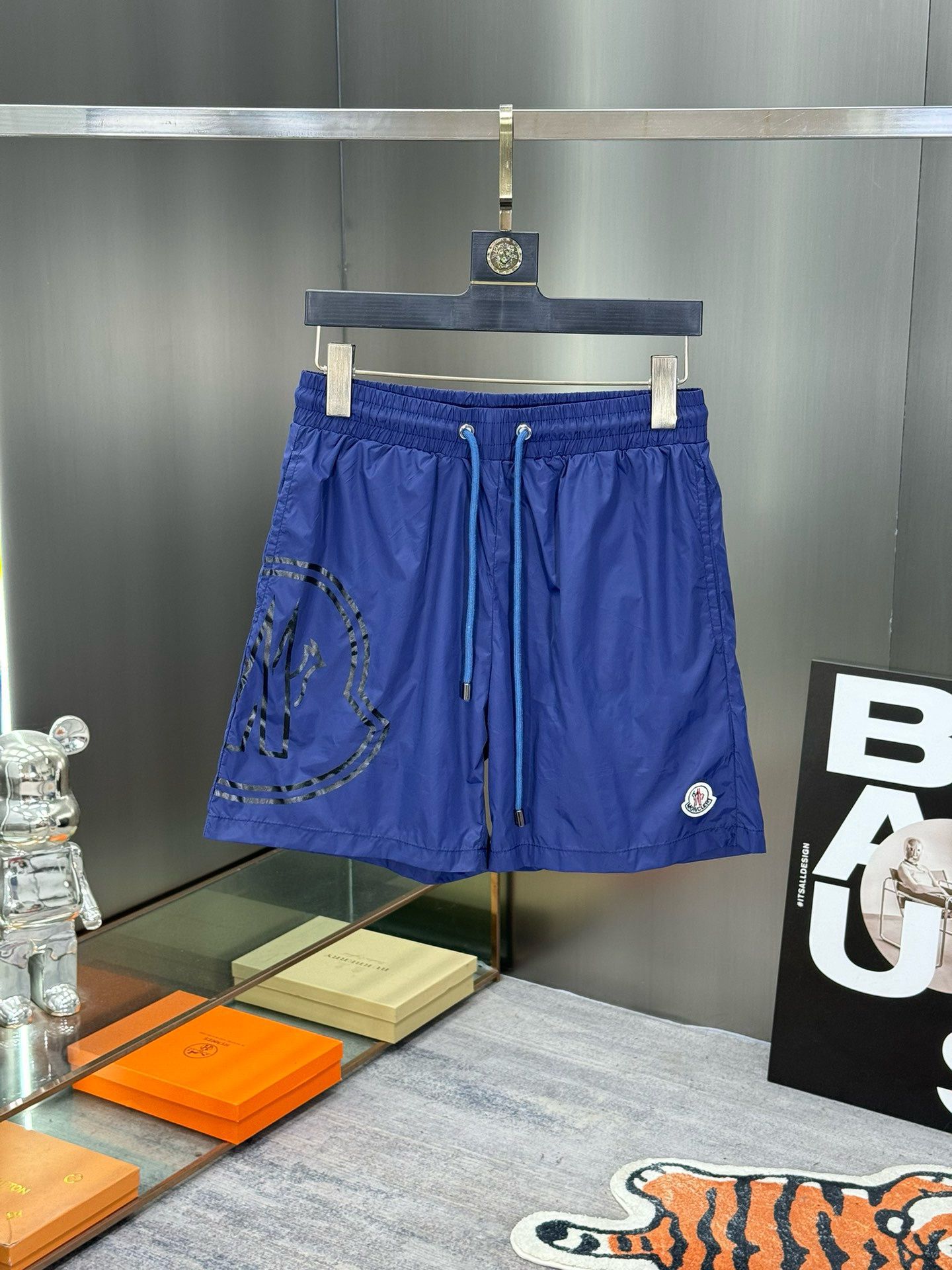 Moncler Board Shorts Quick Dry Big Logo Blue
