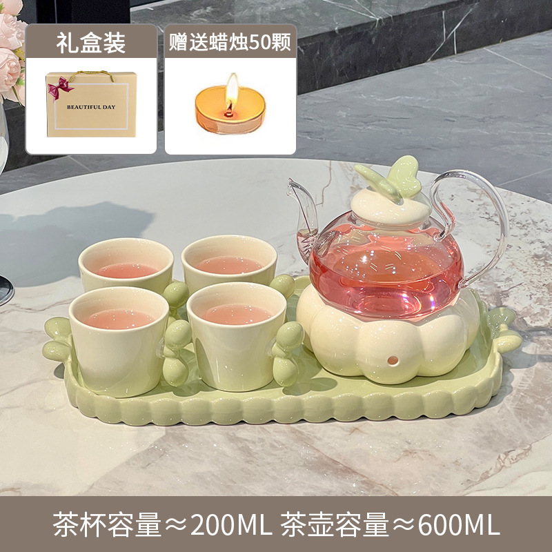 高颜值花茶壶蜡烛加热煮茶壶泡茶壶套装耐高温玻璃养生壶大容量无|undefined