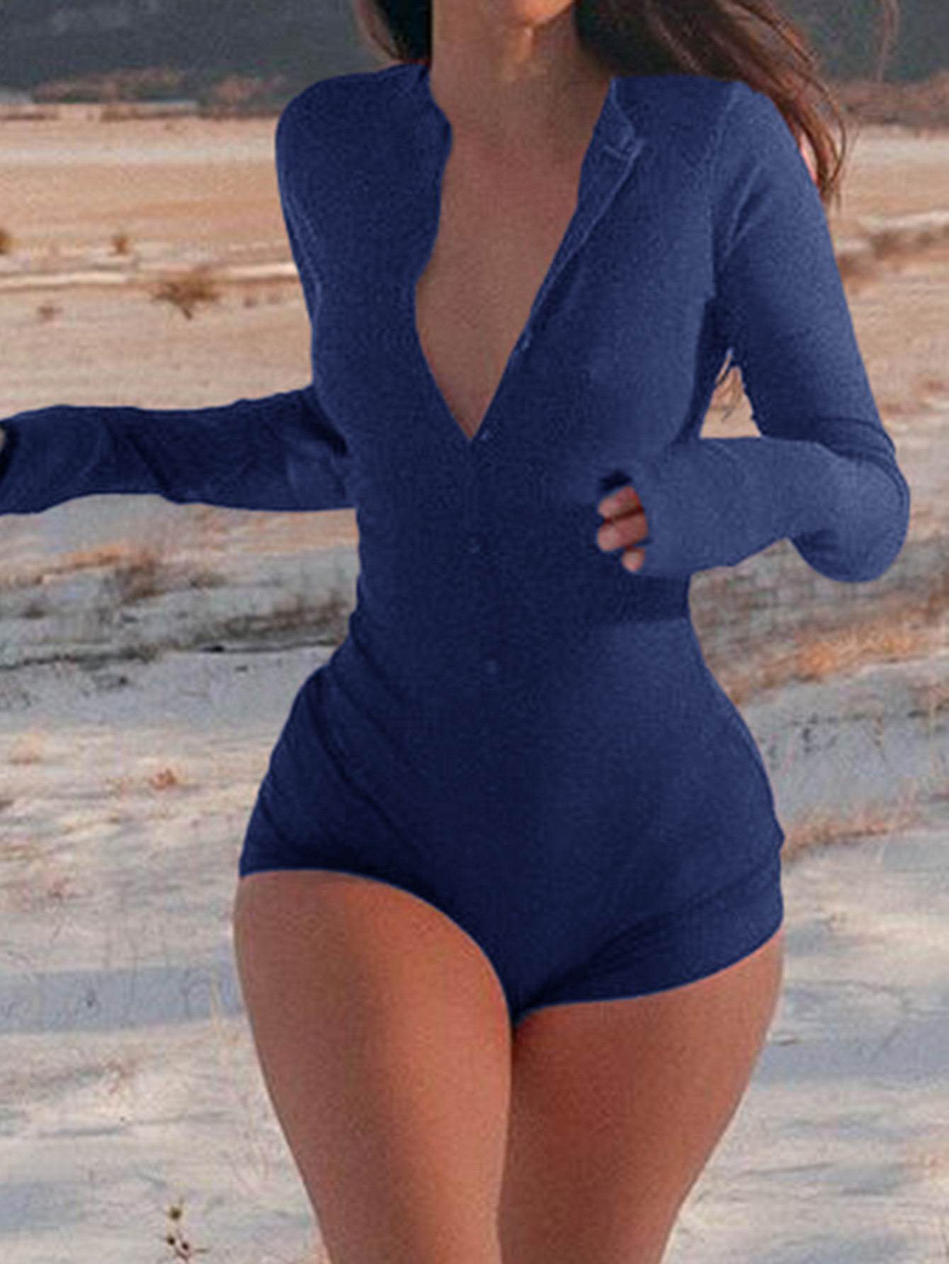 Kaikuo transfronterizo estilo de yoga europeo y americano manga larga pantalones cortos de color sólido ropa de mujer 2025 otoño y invierno Amazon estación independiente