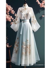 2025夏季新中式国风宋制汉服旗袍改良女套装裙汉元素半身裙两件套