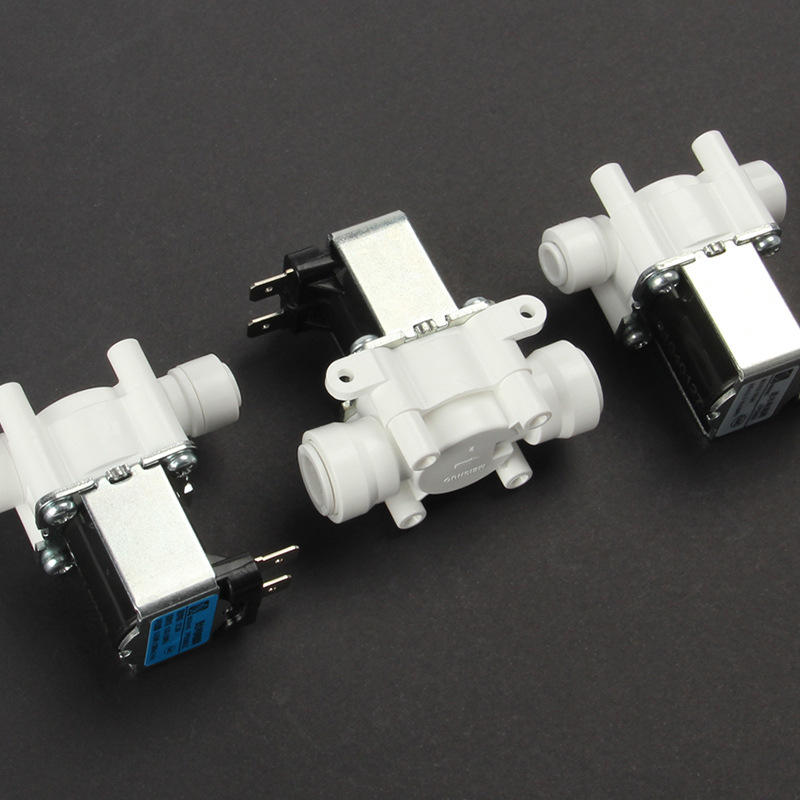 Máquina de agua pura ro máquina purificador de agua accesorios 2 puntos 3 puntos enchufe rápido válvula solenoide de entrada de agua combinación válvula solenoide de aguas residuales 24V