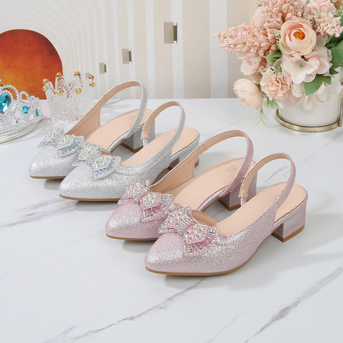 Guangdong Little Girl's Princess Shoes, 7-12 Years Old, PU & Crystal Diamond Kids' Shoes for Spring and Summer