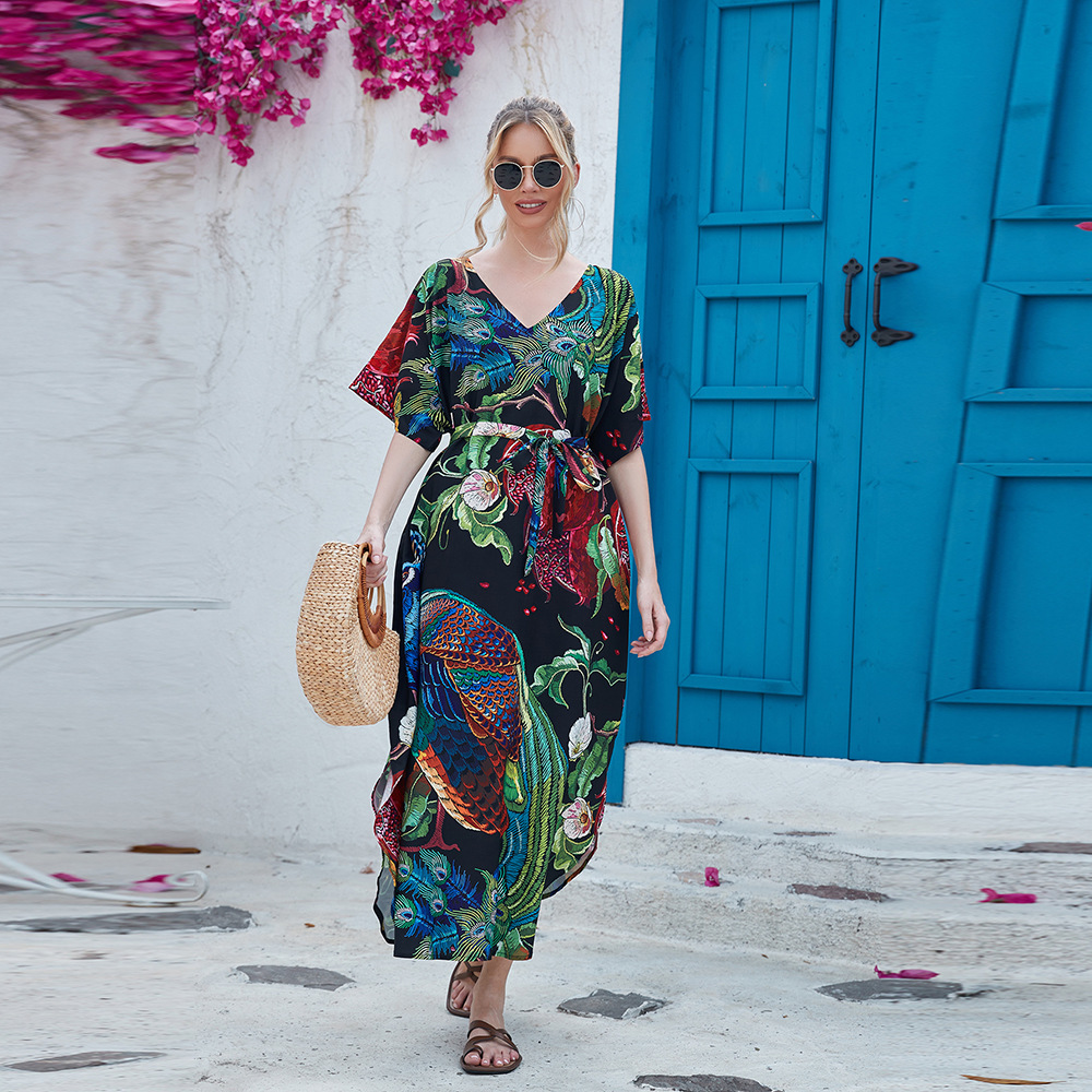 12-color transfronterizo Amazon nuevo Vestido de playa de vacaciones bikini ropa de protección solar traje de baño blusa 3903