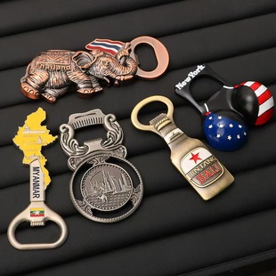 Spot Cross-Border Thailand, the United States, Myanmar Refrigerator Magnet Bottle Opener Zinc Alloy Personalized Travel Commemorative Gift Bottle Opener