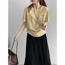 那末韩系百搭简约刺绣T恤女宽松圆领短袖夏季日常休闲上衣G8906